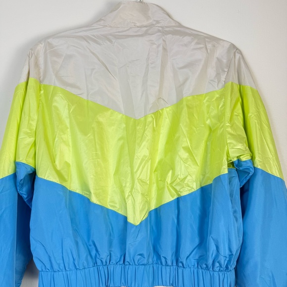 4/$25Colorblock Windbreaker Jacket Medium Blue Green Full Zip Lightweight Casual - Picture 10 of 10